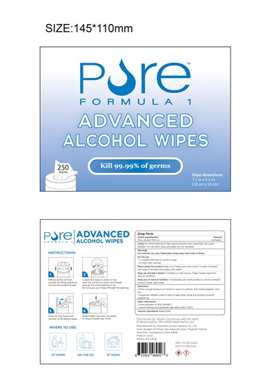 Pure Formula 1 advanced alcohol wipes with alcohol 250wipes.jpg Pure Formula 1 advanced alcohol wipes - Pure Formula 1 advanced alcohol wipes with alcohol 250wipes
